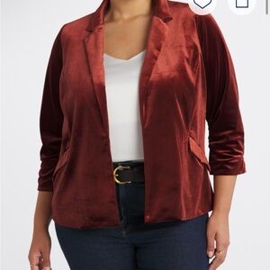 Skies are Blue Oversized Rust/Copper Velvet Blazer